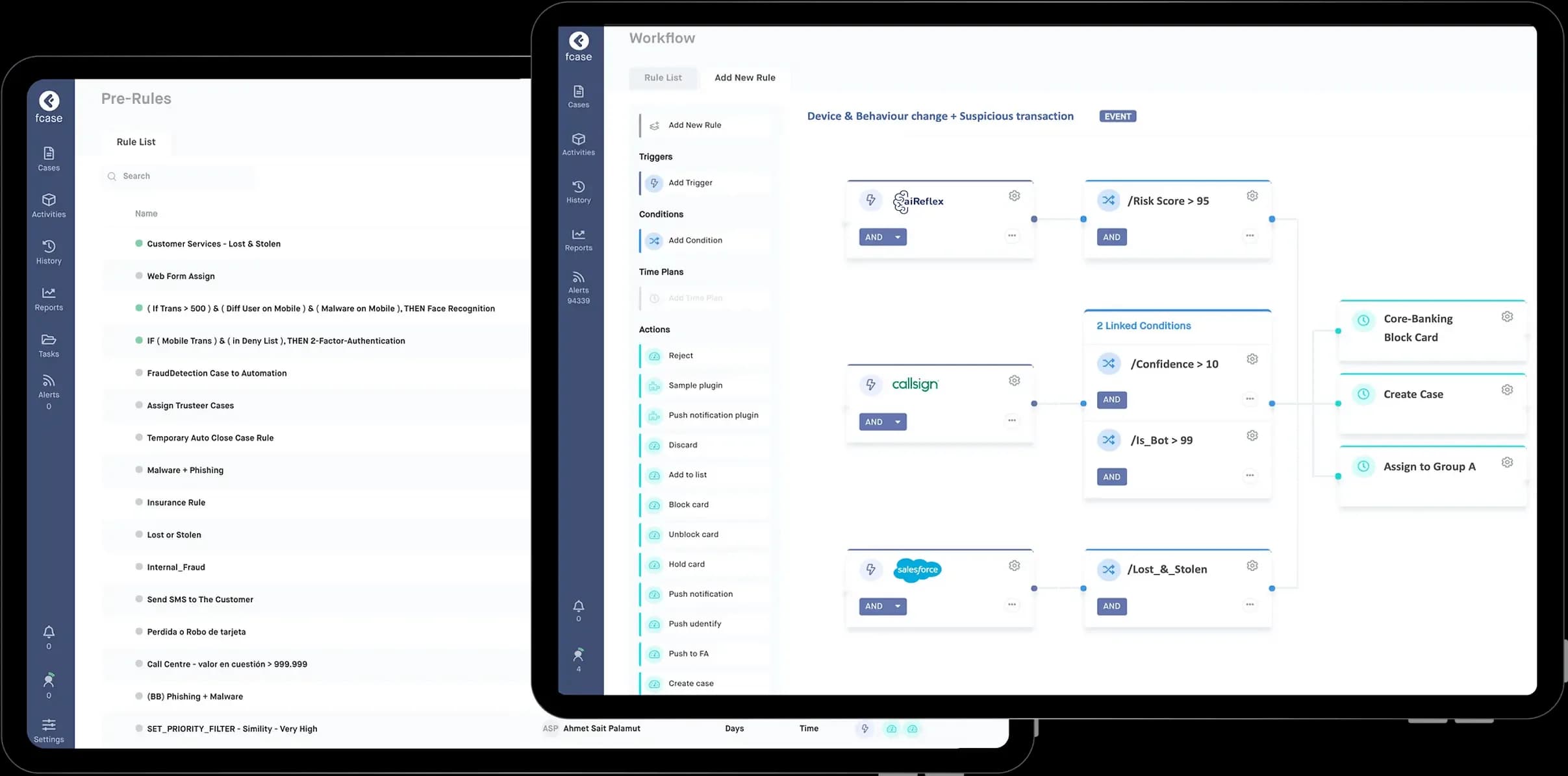 fCase risk analytics dashboard