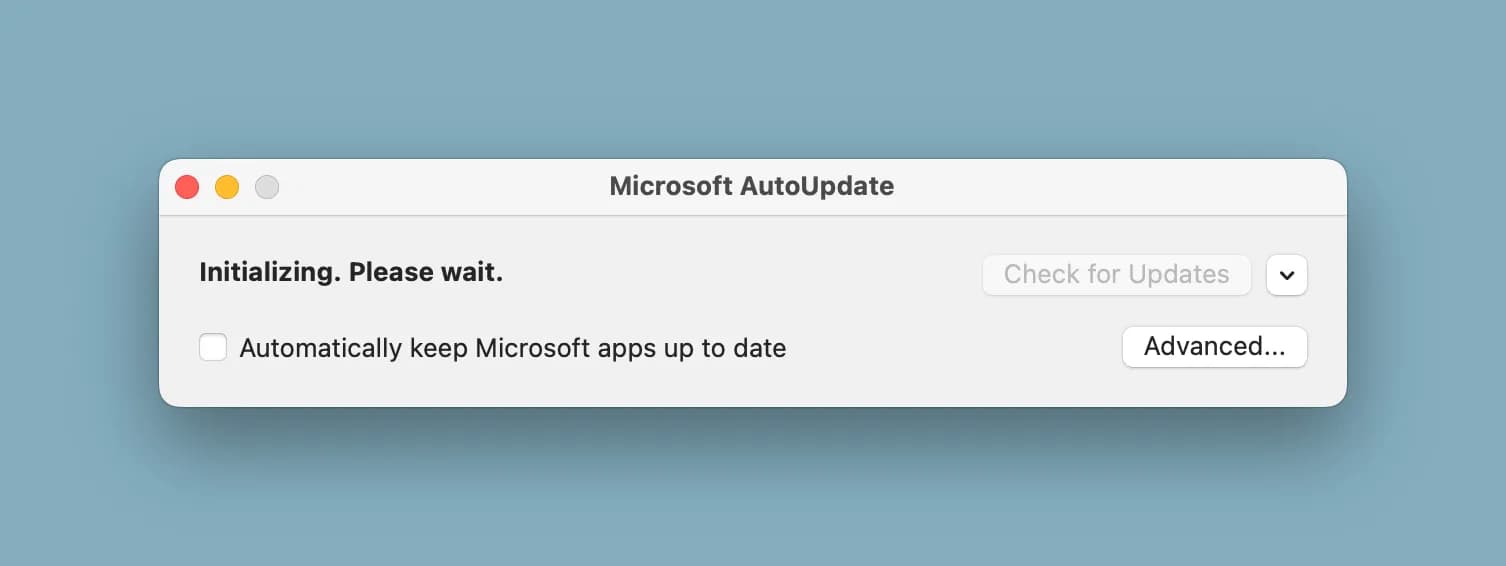 Microsoft AutoUpdate window displayed on macOS before removal.
