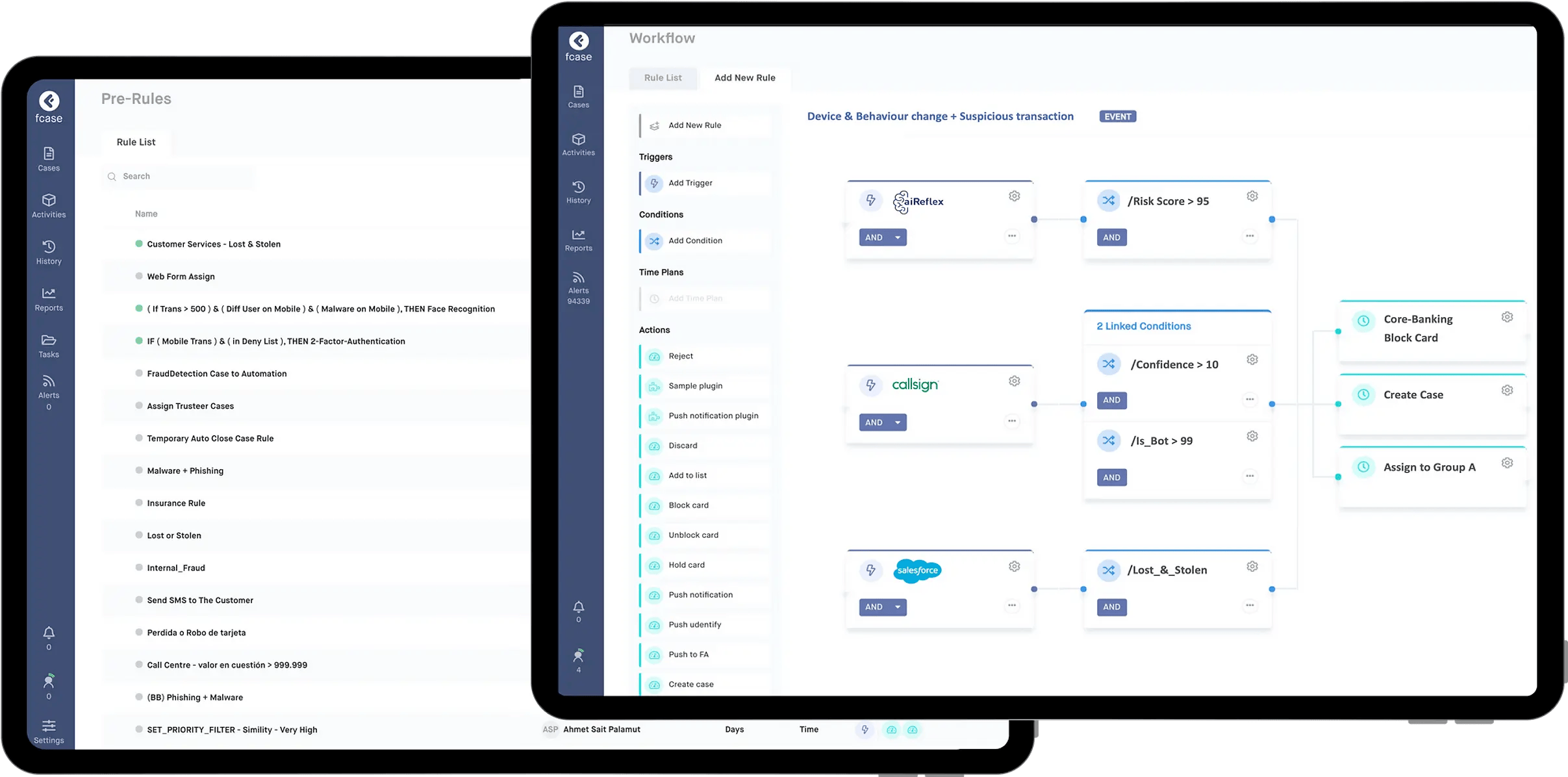 fCase risk analytics dashboard